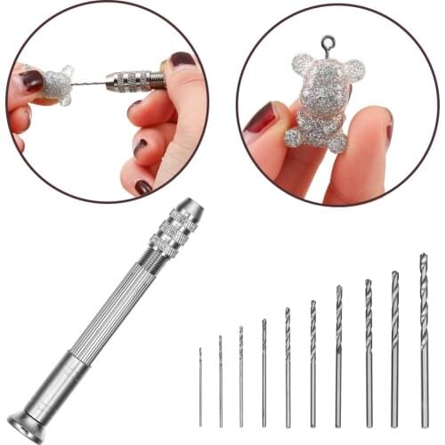 1 Set High Quality Metal Hand Drill With 0.8-3.0mm Drill Bits Screw UV Epoxy Resin Mold Tools DIY Jewelry Making Equipments