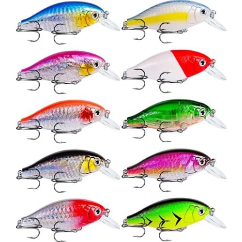 10pcs Crankbait 10 color Fishing Bait Hard Fishing Lure 0.47oz-13.2g/7.5cm-2.95" Minnow Lure with 6# Hook Fishing Isca
