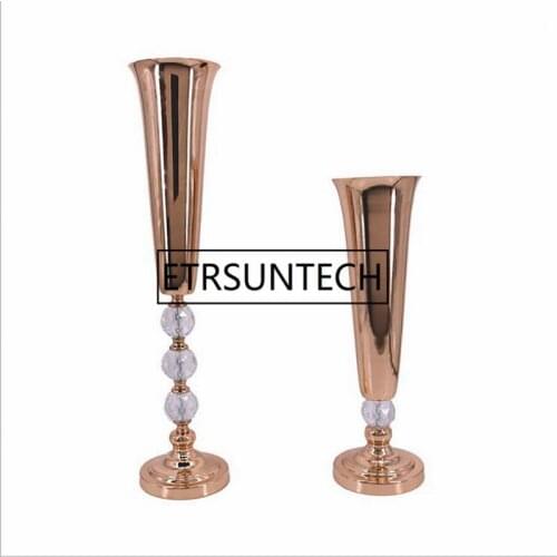 10pcs/lot Vases Crystal Horn-shaped Road Lead Europe Brief Wedding Tabletop Flower Vase Party Centerpiece For Home Decoration