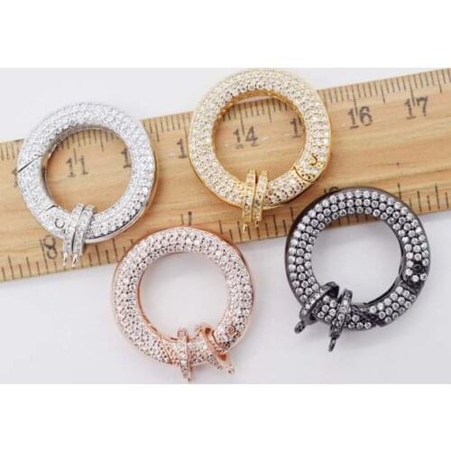 2pcs Cubic Zircon Micro pave circle clasp 25mm golden plated