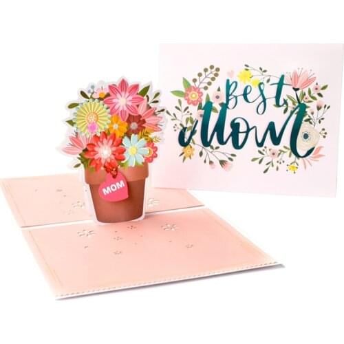 3D Handmade Show Love Best Mom Flower Basket Paper Invitation Greeting Cards Blessing PostCard Grandmother Mothers Day Gift