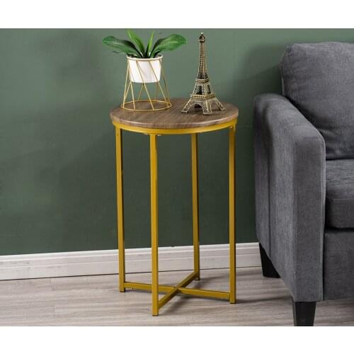 [40.5 x 40.5 x 61]cm Coffee Table End Table Simple Cross Foot Single Layer Wood Grain Round Edge Several 40.5 Round Gold