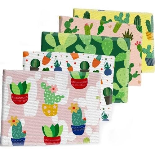 50*145CM Fabric Plants Cactus Pattern Printed Polyester Cotton Twill Fabric Patchwor Printed