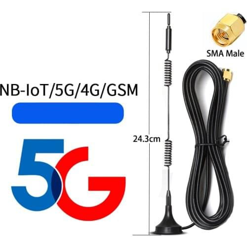 5G small sucker antenna 2G GSM 3G GPRS 4G NB-IoT full band mobile base station charging pile IOT antenna sma male 18dbi RG174