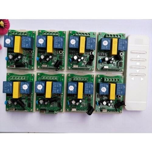 AC 220V intelligent digital RF wireless remote control switch system + 8pcs receiver for projection screen/garage door/blinds