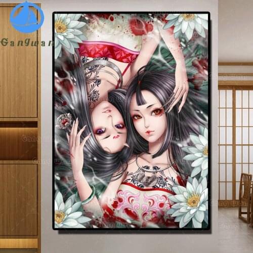 Diamond Painting Japanese woman Full Square/Round Drill 5d Diamond Embroidery Mosaic Tattoo geisha sisters Home Decor Handmade