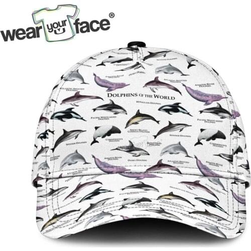 Dolphins Animals Fishing All Over Printed Snapback Hat Women Men Adult Hip Hop Headwear Outdoor Casual Sun Visor Baseball Cap