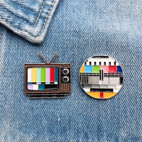 Cartoon Retro Childhood Memories TV Gramophone Stop No Signal Enamel Brooch Alloy Badge Clothes Bag Pin Jewelry Accessories Gift