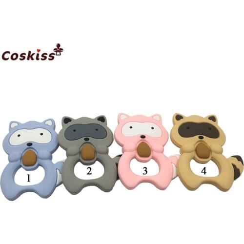 Siilicone Raccoon Beads Food Grade Silicone DIY Teething Necklace Baby Gifts Pacifier Clips Accessories Beads