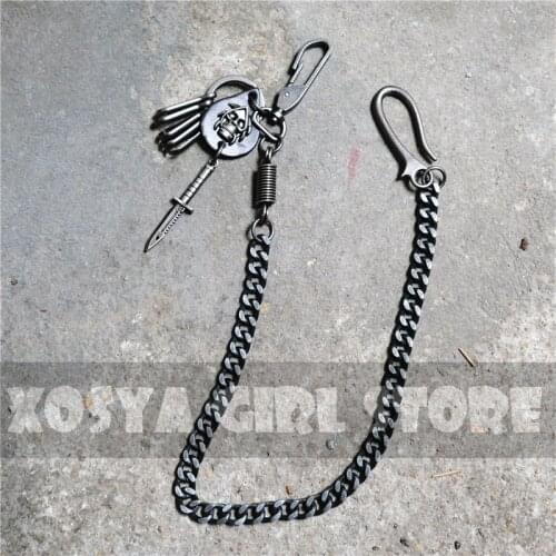 Hip Hop Gothic Style Mens Skeleton Black Waist Accessories Wallet Chain Biker Trucker Keychain Punk Wide Heavy Jeans Chain BL18