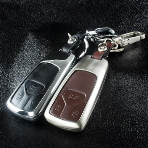 Car Key cover Case Zinc alloy/Leather 3 Buttons For Audi A4L Q7 smart key cover car accessories