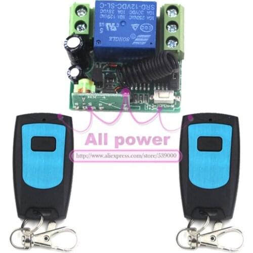 DC 12V 1 CH Switch, 1CH RF Wireless Remote Control Switch System,315/433 MHZ 2 Transmitter And 1 Receiver