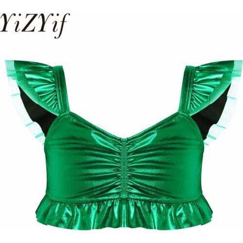 Hot Sale Girl Swimming Tops Costume Cosplay Kids Children Little Girls Mermaid Swimsuit Crop Tank Tops for Roleplay Party Wear