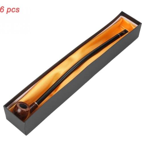 6pcs 40.5cm Natural Wood Long Cigarette Holder Exquisite Handle Wooden Tobacco Cigarettes Smoke Pipe with Box Wood Pipe Dropship