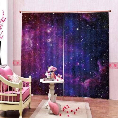 Purple Star Sky Romantic Starry Night 3D Curtains Living Room Bedroom Home Drapes Cortinas Customized size