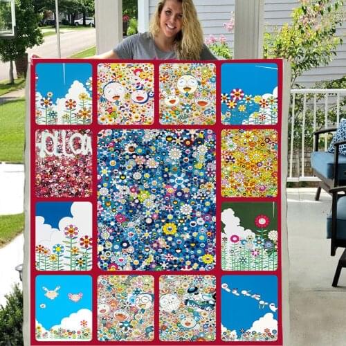 Floral 3D Digital Printing Cotton Velvet Square Blanket Thickening Warm Blanket 130*150cm 150*200cm