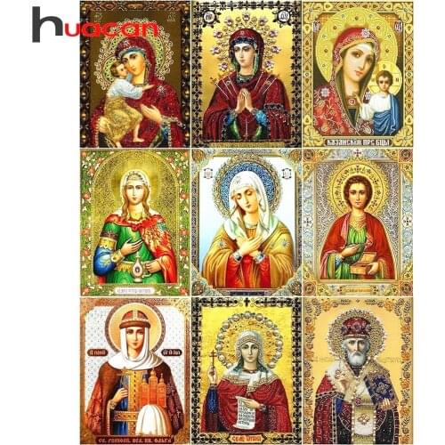 Huacan Icons Diamond Embroidery Religion Diamond Painting Full Square Icon Rhinestones Pictures Virgin Mary Diamond Mosaic Sale