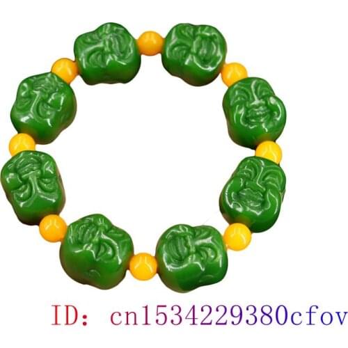Jade mMaitreya Bracelet Gifts Natural Jadeite Charm Green Fashion Bangle Jewellery Amulet Beads
