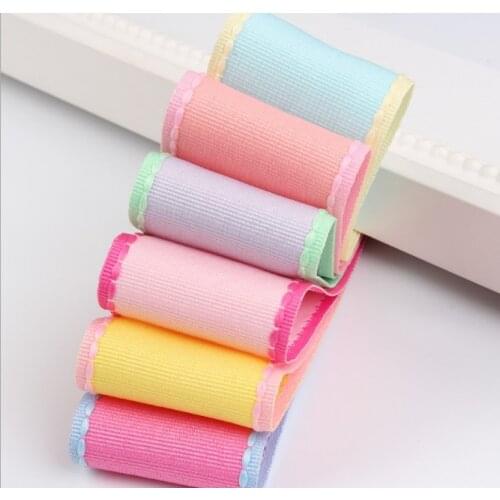 Kewgarden 38mm 25mm White Edge Dotted Line Grosgrain Ribbons Handmade Tape DIY Bowknot Ribbon Riband Packing Ribbon 10 yards