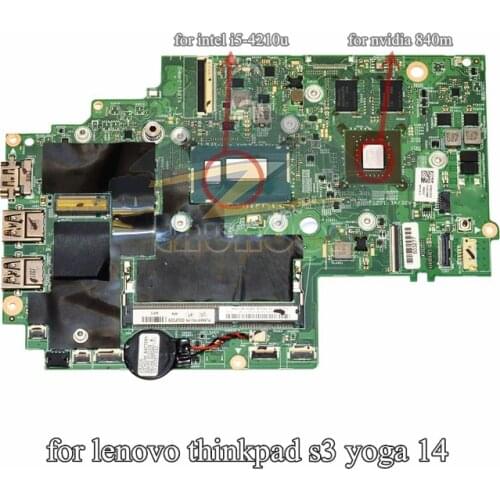 00UP309 00HN602 13323-1 448.01107.0011 for lenovo thinkpad YOGA 14 laptop motherboard i5-4210U GPU geforce 840M W/heatsink