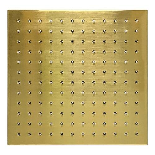 Brushed Gold Brass Square Rain Shower Head 10 Inch Bathroom Accessories Rainfall Shower Head 250*250mm