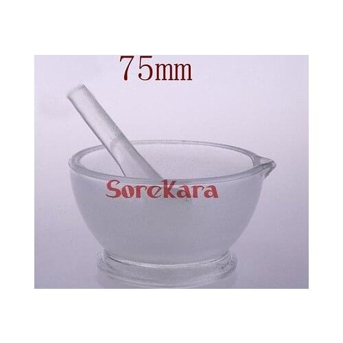 75mm Footed Glass Mortar and Pestle Mixing Grinding Bowl Set Lab Kit Tools Glass Mortar