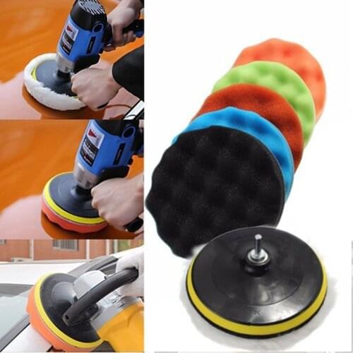 8pcs/set 3" 4" 5" 6" 7" Sponge Polishing Waxing Buffing Pads Kit For Car Polisher Buffer Drill Adapter Wheel brush Drop Shipping