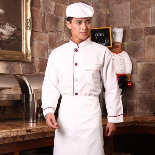 New Arrival Hotel Chef Uniform Fashion Hotel Chefs Long Sleeve Costume Outfit Western Restaurant Chefs Clothes Plus Size B-5580