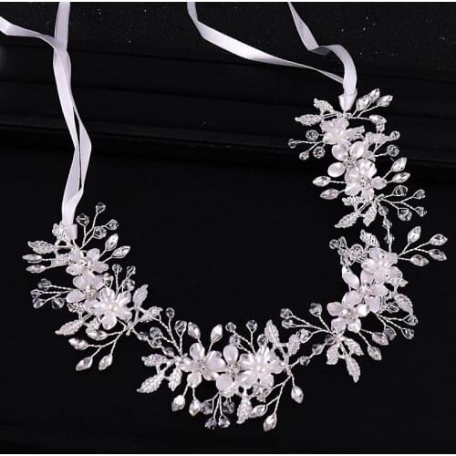 Ladies Fashion Handmade Hair Accessories Bridal Wedding Shining Rhinestone Headbands Girls Flower Elegant Headpieces With Ribbon