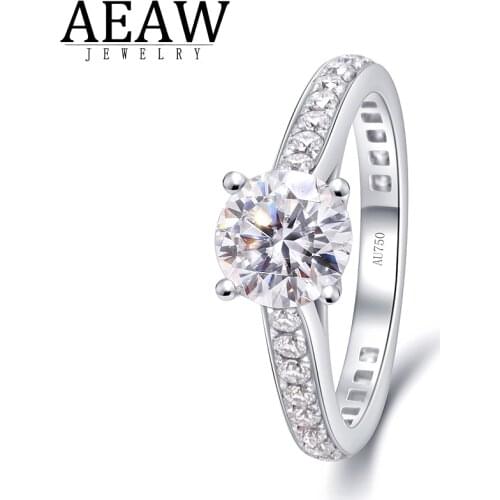 D Color 0.8carat 6MM Round Brilliant Cut Moissanite Engagement Ring Halo Style 2/3 Eternity Ring for Women Solid 14K Gold