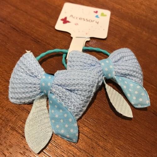 2pcs/Lot Solid Color Hairband Baby Hair Accessories Women Ponytail Band Girl Headdress Dot Tie Cotton Bowknot Scrunchies Elastic