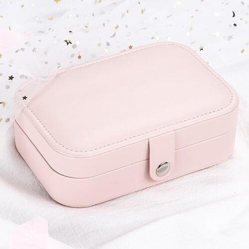 Jewelry Organizer Leather Portable Jewelry Box Double Layer Earrings Ornament Storage Box Ear Stud and Ring