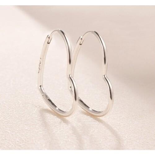 Original S925 Sterling Silver Pan Earring Simple Love And Creative Heart Shaped Earrings For Women Wedding Gift Fashion Jewelry