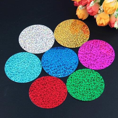 Pailette 50mm Large Round Laser Sequins 5cm PVC Flat Loose Sequin Paillette Sewing Wedding Cloth Material Lentejuelas 20g