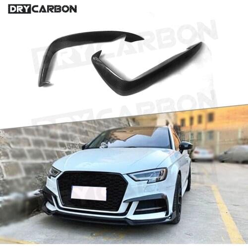 Carbon Fiber/FRP Front FogLamp eyelids Air Vent Fin Trim Strips Cover Stickers For Audi S3 A3 Sline Sedan 2017-2019 Car Styling