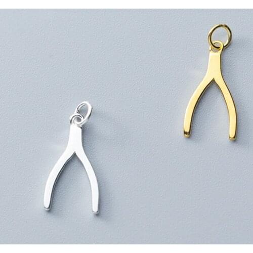 Fashion Brand Designer Fork Charms 925 Sterling Silver 15mm Fancy Quality Necklace Decoration Pendants DIY Jewelry Accessories