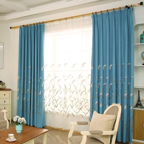 Poly cotton European and American style floral embroidered high shading curtains for living rooms, bed rooms window treatment