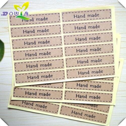 "hand made" Rectangle sealing sticker for gift biscuit bag baking packing sticker