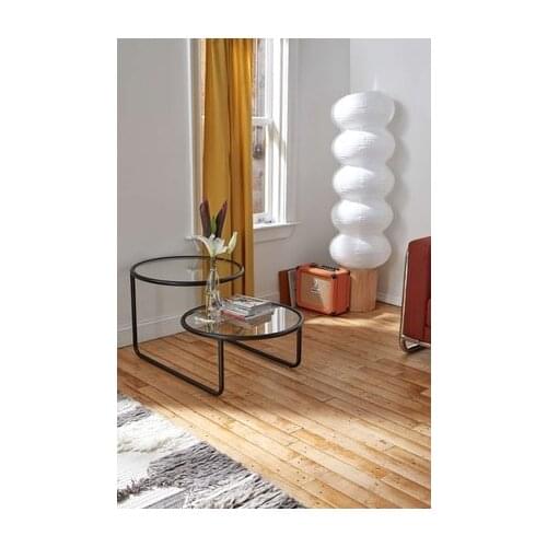 Modern lux Aria Black Metal Glazed Side Coffee table coffe table