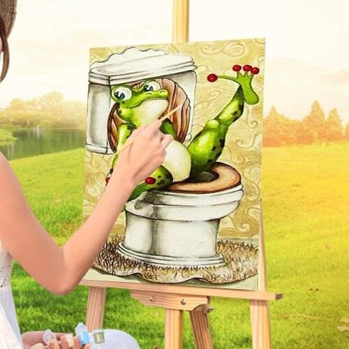 Toilet Monkey Fat Lady DIY Paint By Numbers Complete Kit Oil Paints 40*50 Canvas Pictures Home Decoration Crafts For Wholesale