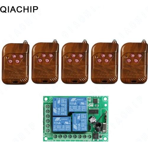 QIACHIP 433Mhz Universal Wireless Remote Control Switch DC 12V 4 CH Relay Receiver Module + RF Transmitter 433 MHz Remote Lights