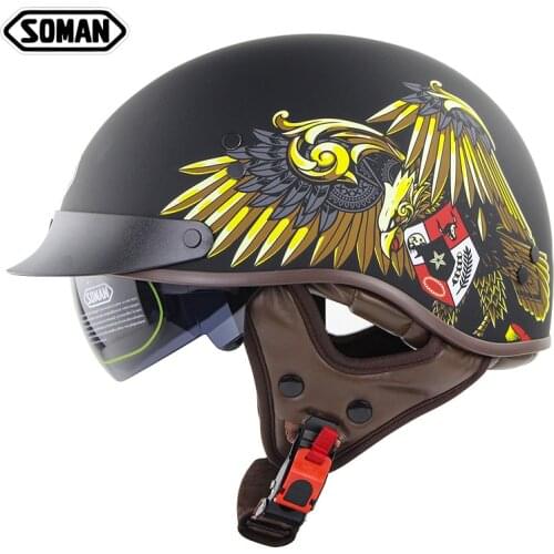 Soman Brand Motorcycle Helmet SM202 Vintage Casco Capacete Half Face Retro Casque