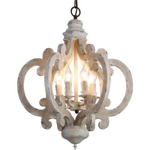 Vintage white wood pendant light retro antique hanging light french kitchen fixture in bedroom foyer dining room indoor lighting