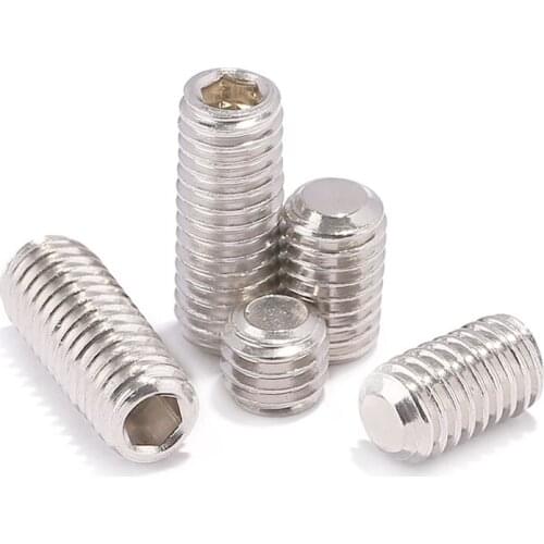 20 pcs DIN913 M2 M2.5 M3 M4 M5 M6 M8 M10 M12 M16 304 Stainless Steel Grub Screws Flat Point Hexagon Socket Set Screws