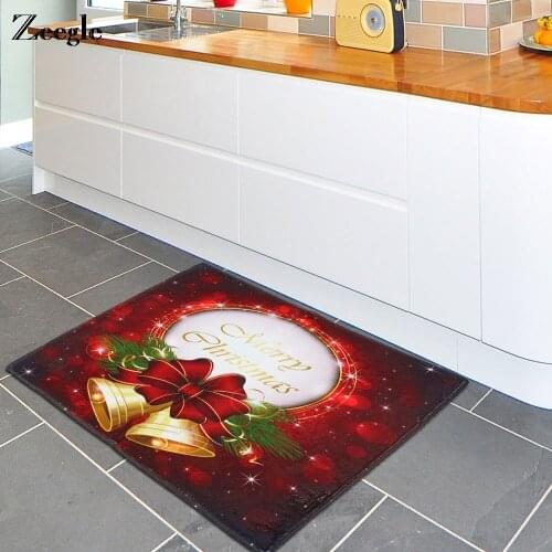 Zeegle Door Mat Christmas Bell Kitchen Mat Bathroom Carpet Home Decor Non-slip Floor Mat Coffee Table Area Rug