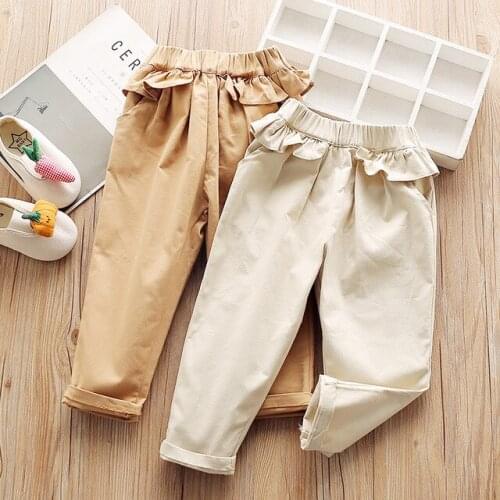 Toddler Girl Pants Casual Korean Ruffle Elastic Waist Spring Autumn Trousers 2 3 4 5 6 Y Baby Kids Pants High Quality Girl Pants