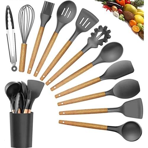 12PCS Silicone Kitchenware Cooking Utensils Set Heat Resistant Kitchen Non-Stick Cooking Utensils Baking Tools