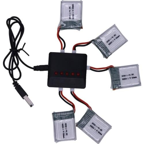 5PCS 3.7V 500mAh 25C Li-Po Battery and Charger Spare Parts For Wltoys V931 F949 XK123 RC Helicopter toys accessory