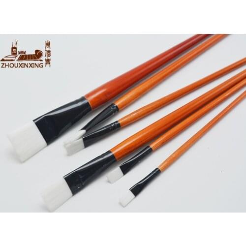 6pcs/lot Kids Watercolor Gouache Painting Pen white Nylon Hair short Wooden Handle Paint Brush Set Drawing Art Supplies