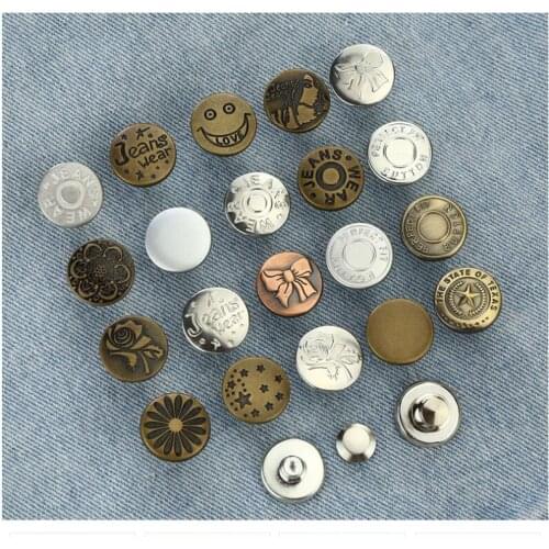 6Pcs Alloy Detachable Buttons Jeans Clip Snap Button Perfect Fit Instant Universal Buckles Thin Waist Replacement No Sew Needed